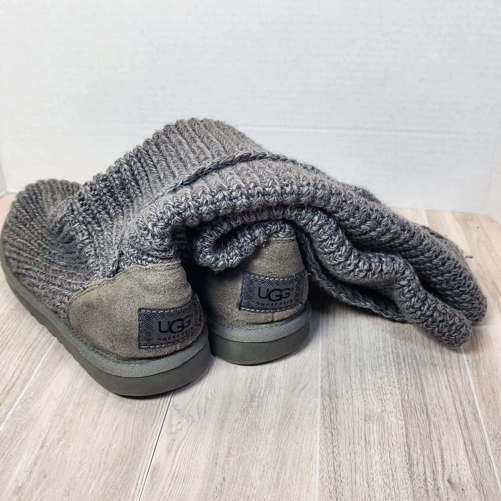 UGG Classic Cardy Gray Button-Up Sheepskin Sweater Boots #5819 size 6 - Picture 13 of 16